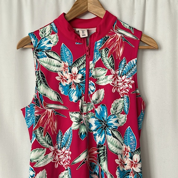 Tommy Bahama Pink Tropical Floral Sleeveless Golf Dress **Size L** 🌸🌴🌸🌴 - Picture 3 of 6